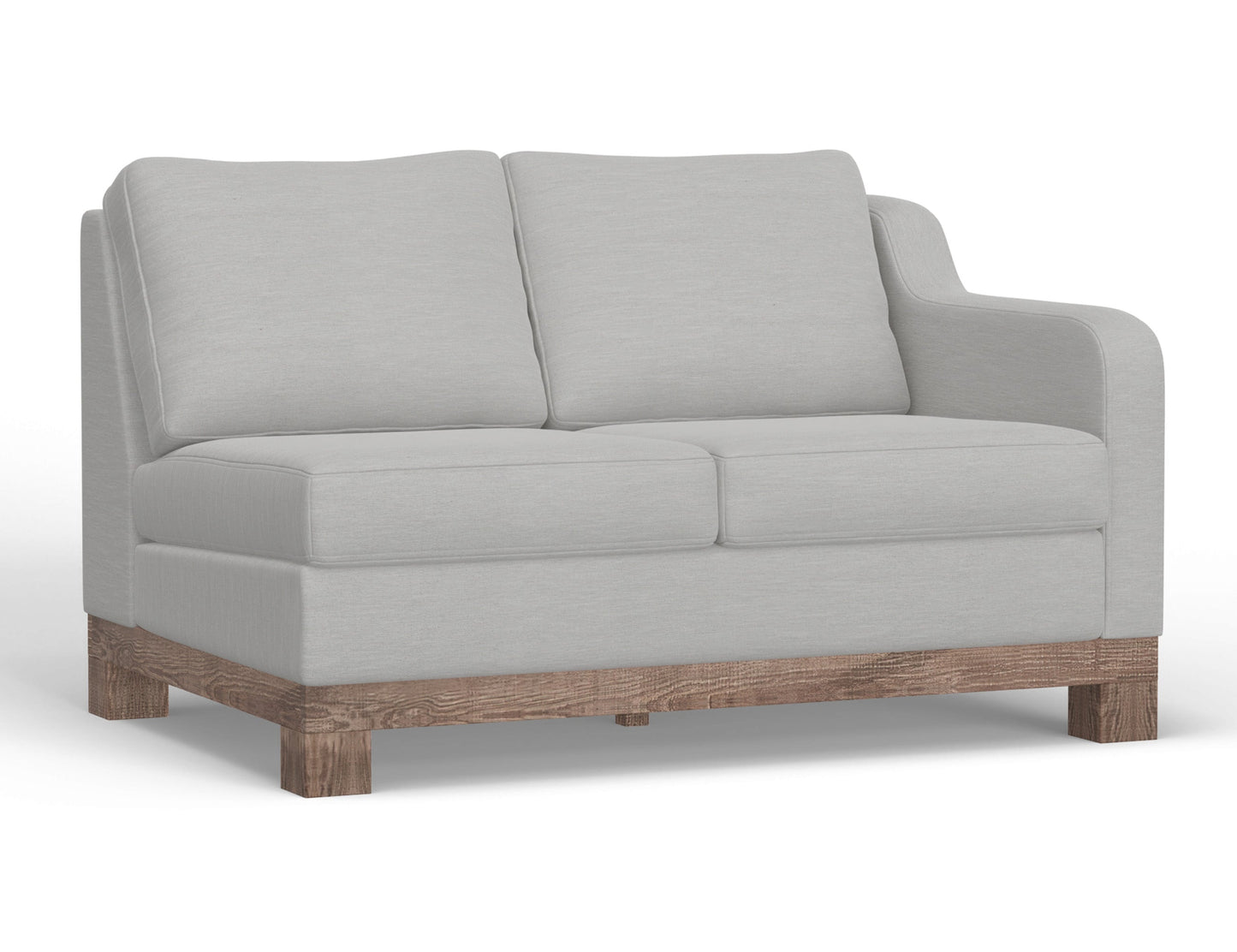 Wooden Frame & Base, Two-Cushion Sectional Right-Arm Loveseat - Ecru Beige