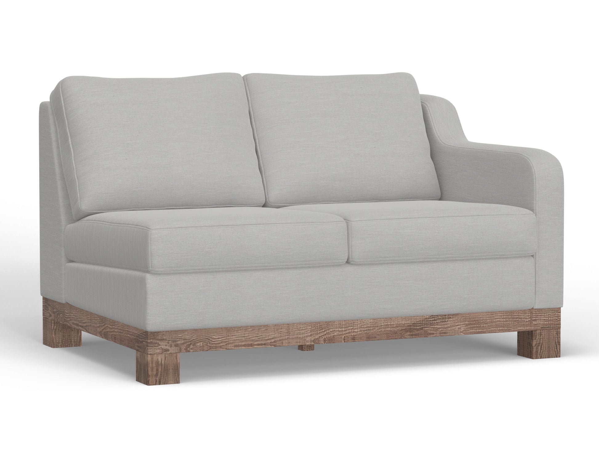 Wooden Frame & Base, Two-Cushion Sectional Right-Arm Loveseat - Ecru Beige