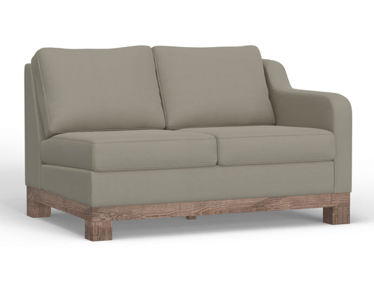 Wooden Frame & Base, Two-Cushion Sectional Right-Arm Loveseat - Almond Gray