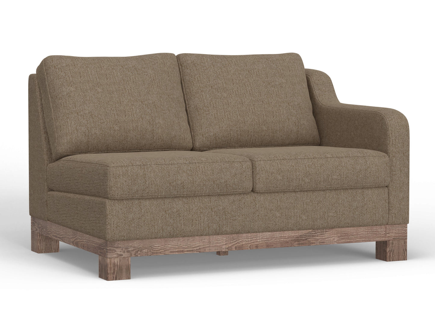 Wooden Frame & Base, Two-Cushion Sectional Right-Arm Loveseat - Brown Camel
