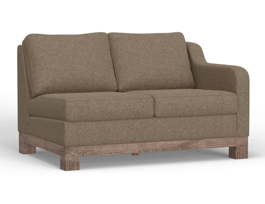 Wooden Frame & Base, Two-Cushion Sectional Right-Arm Loveseat - Brown Camel