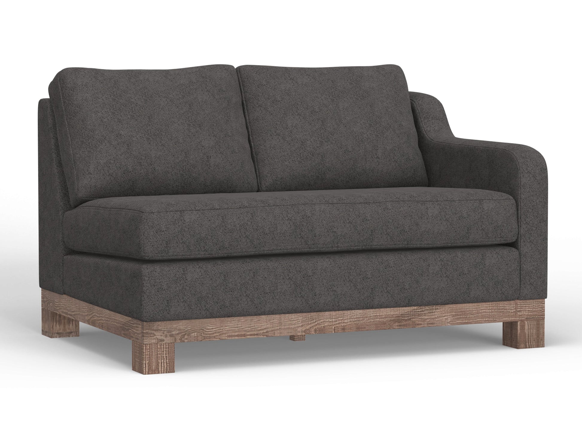 Wooden Frame & Base, Sectional Right-Arm Loveseat - Iron Gray
