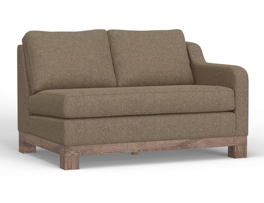 Wooden Frame & Base, Sectional Right-Arm Loveseat - Brown Camel