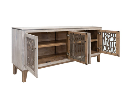 4 Glass Door Console - Ivory White