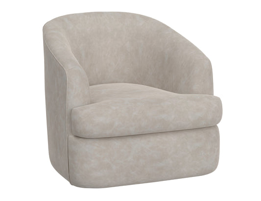 Wooden Frame & Metal Base, 360 Degree Swivel Accent Chair - Ivory