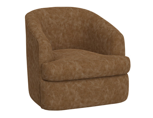 Wooden Frame & Metal Base, 360 Degree Swivel Accent Chair - Caramel Color