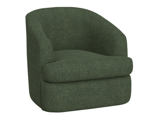 Wooden Frame & Metal Base, 360 Degree Swivel Accent Chair - Olive Green