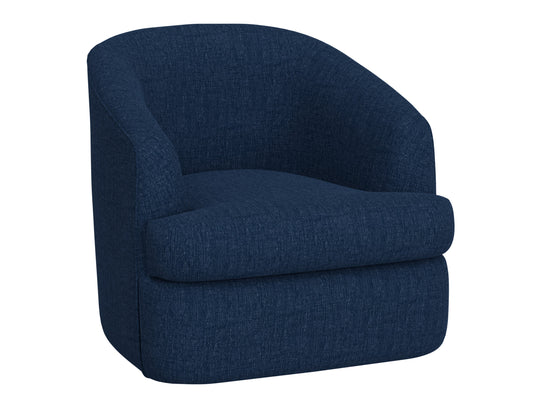 Wooden Frame & Metal Base, 360 Degree Swivel Accent Chair - Midnight Blue