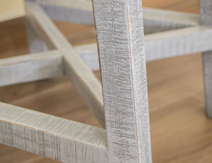 24" Wooden Stool - Light Gray & Brown