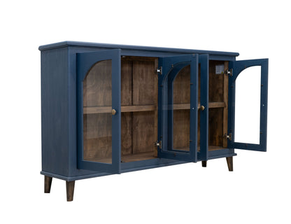 4 Glass Door Console - Indigo Blue