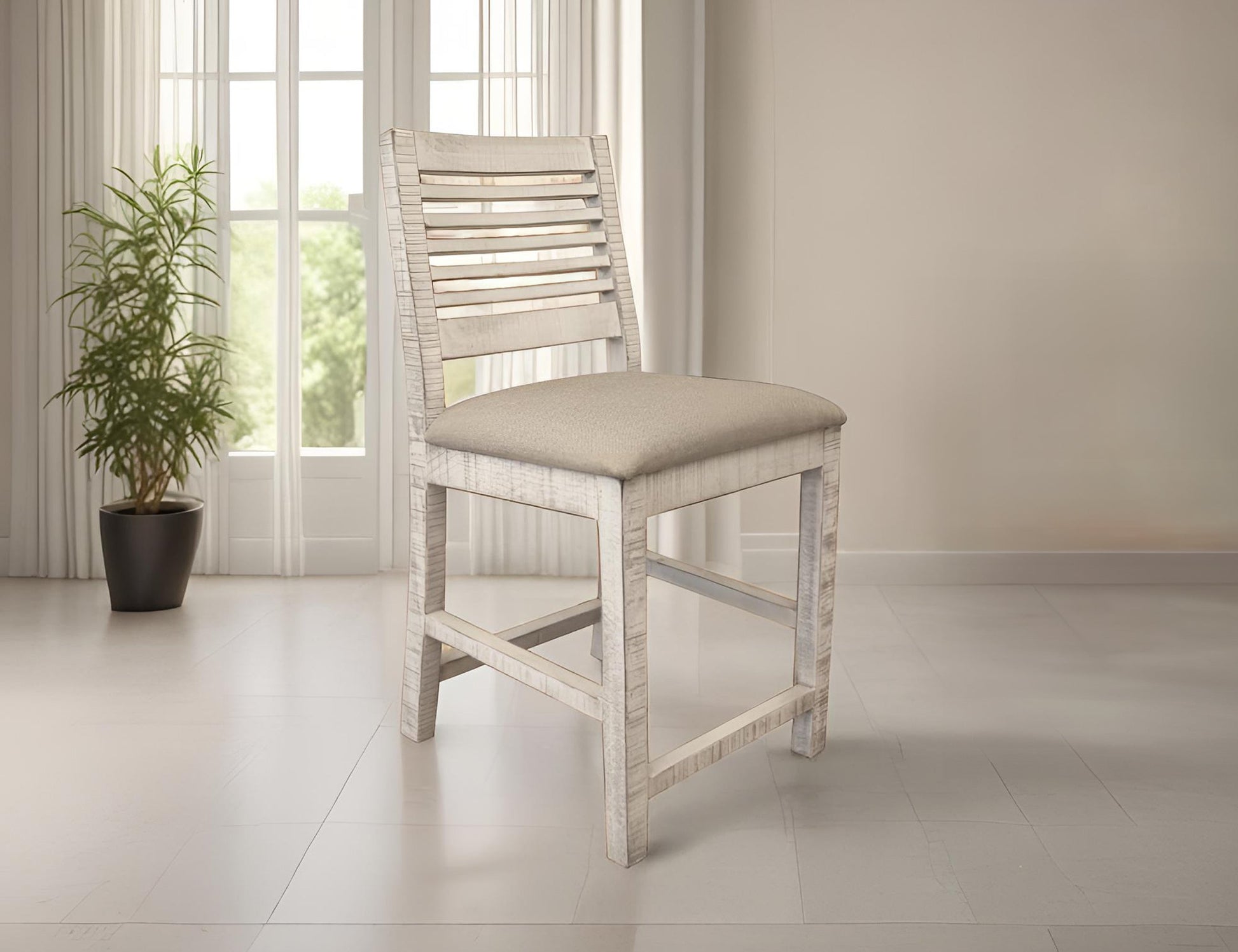 Upholstered Seat 24" Barstool - Antiqued Ivory