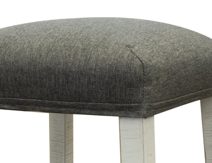 Upholstered Seat 24" Stool - Antiqued Ivory & Weathered Gray