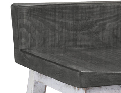 24" Wooden Stool - Antiqued Ivory & Weathered Gray