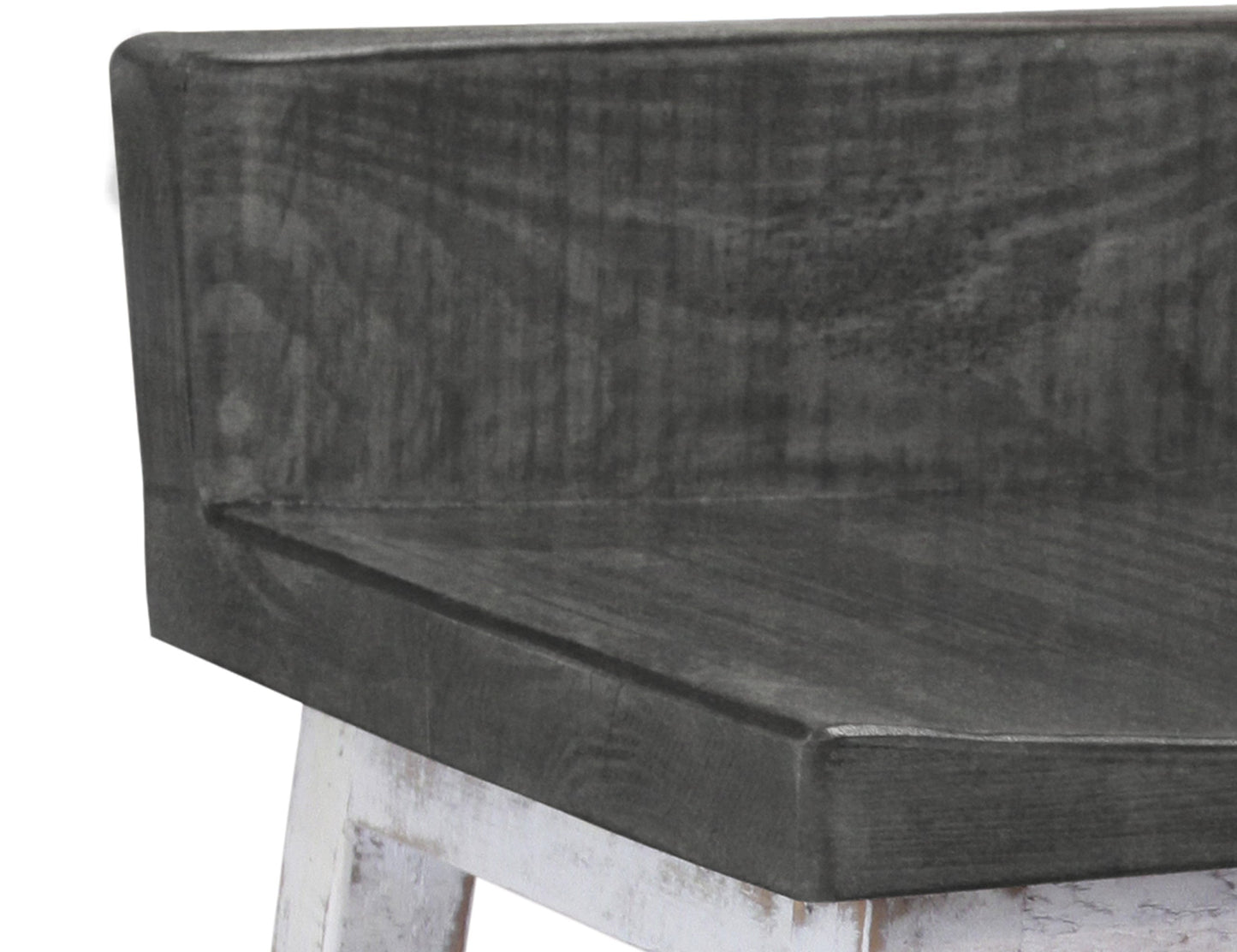 30" Wooden Stool - Antiqued Ivory & Weathered Gray