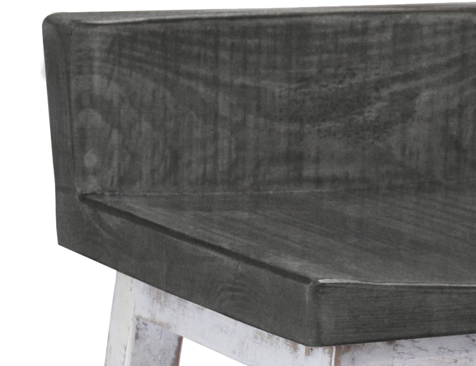 30" Wooden Stool - Antiqued Ivory & Weathered Gray