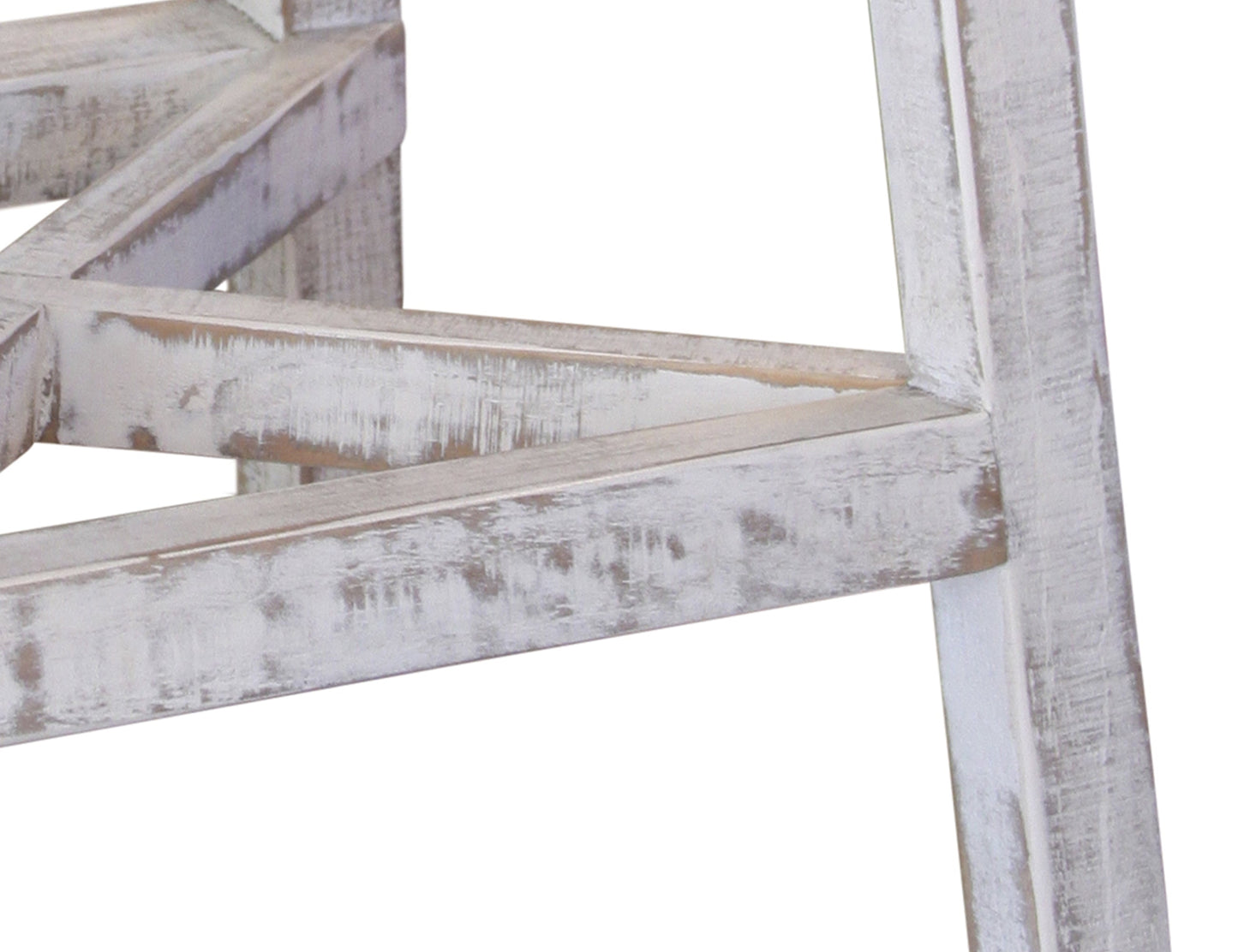 30" Wooden Stool - Antiqued Ivory & Weathered Gray