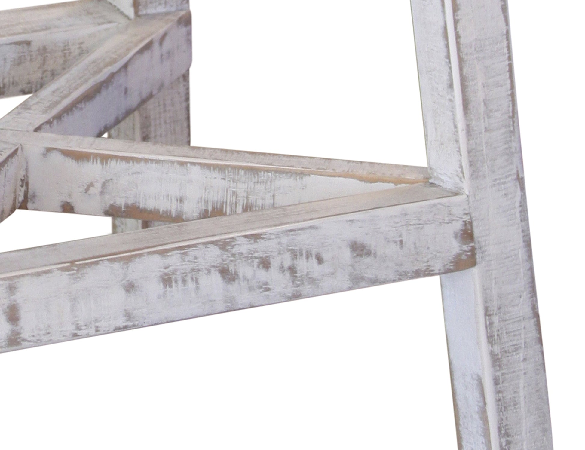 30" Wooden Stool - Antiqued Ivory & Weathered Gray