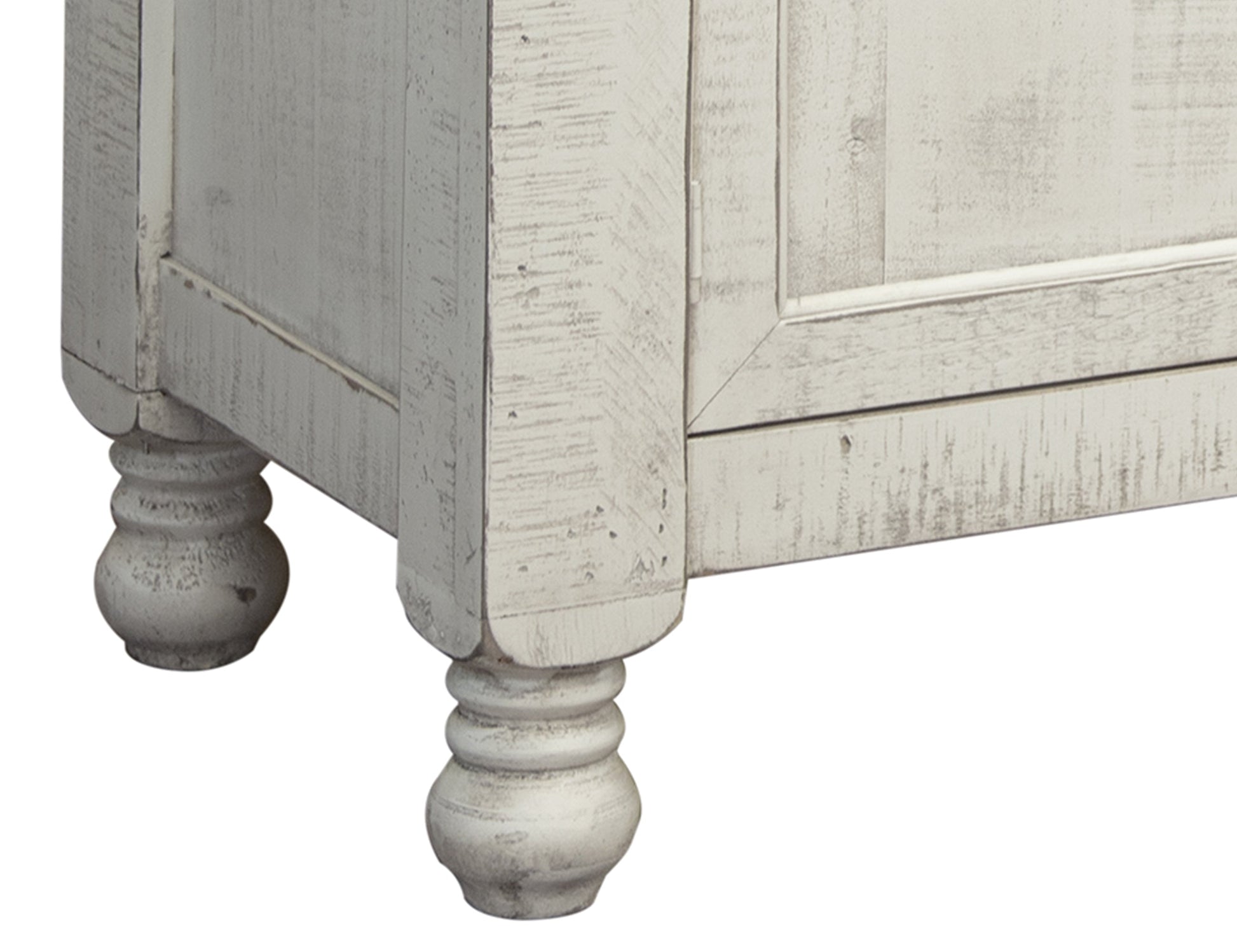 4 Door TV Stand for Wall Unit - Antiqued Ivory & Weathered Gray