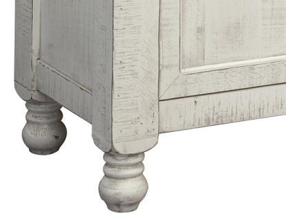 4 Door TV Stand for Wall Unit - Antiqued Ivory & Weathered Gray