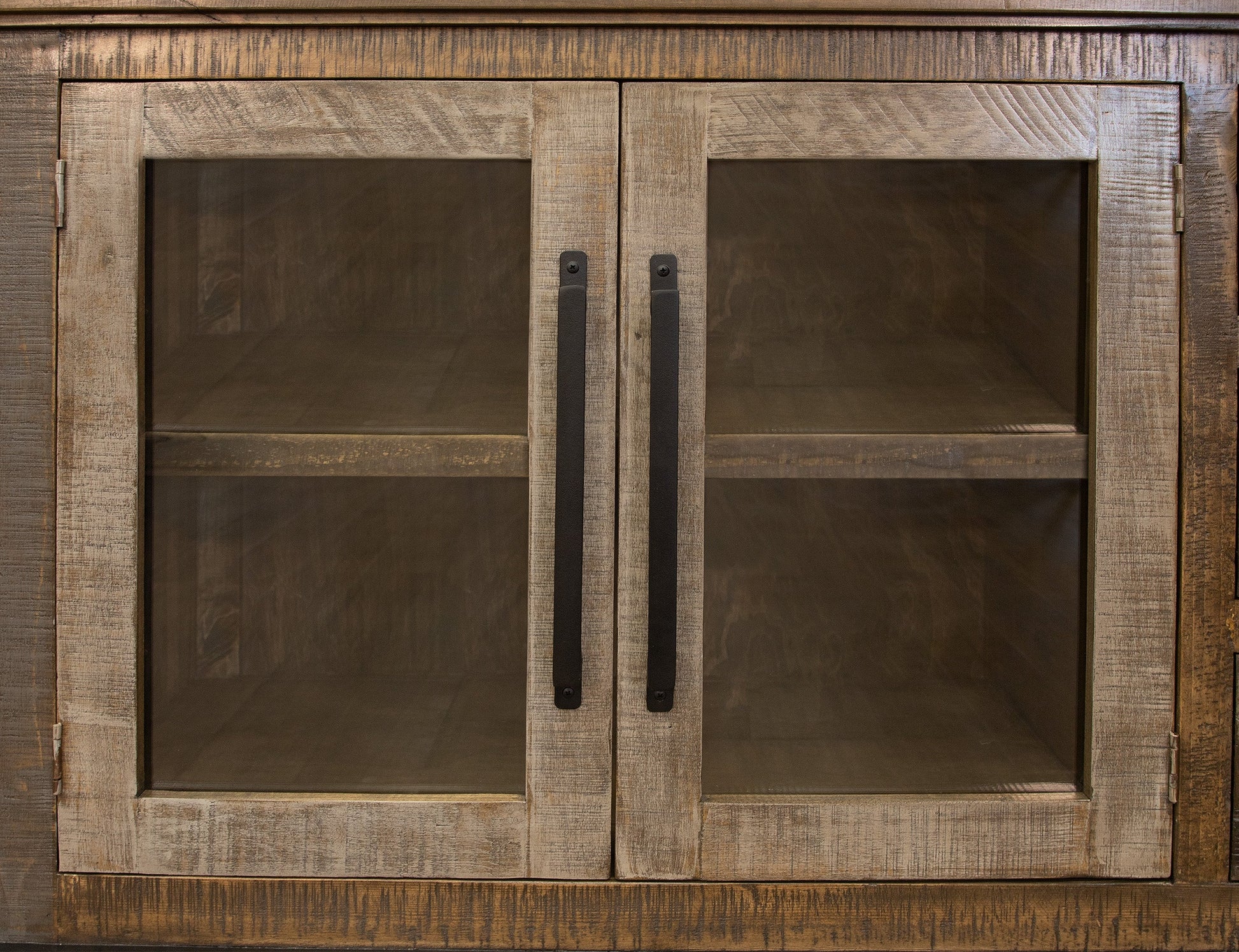 2 Door TV Stand for Wall Unit - Two Tone Gray & Brown