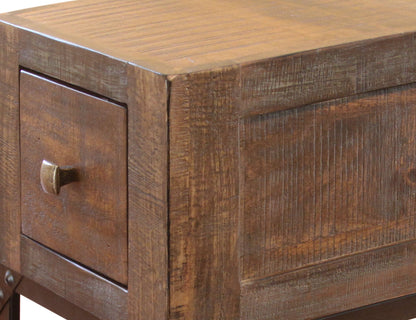 1 Drawer End Table - Brown & Golden Undertones