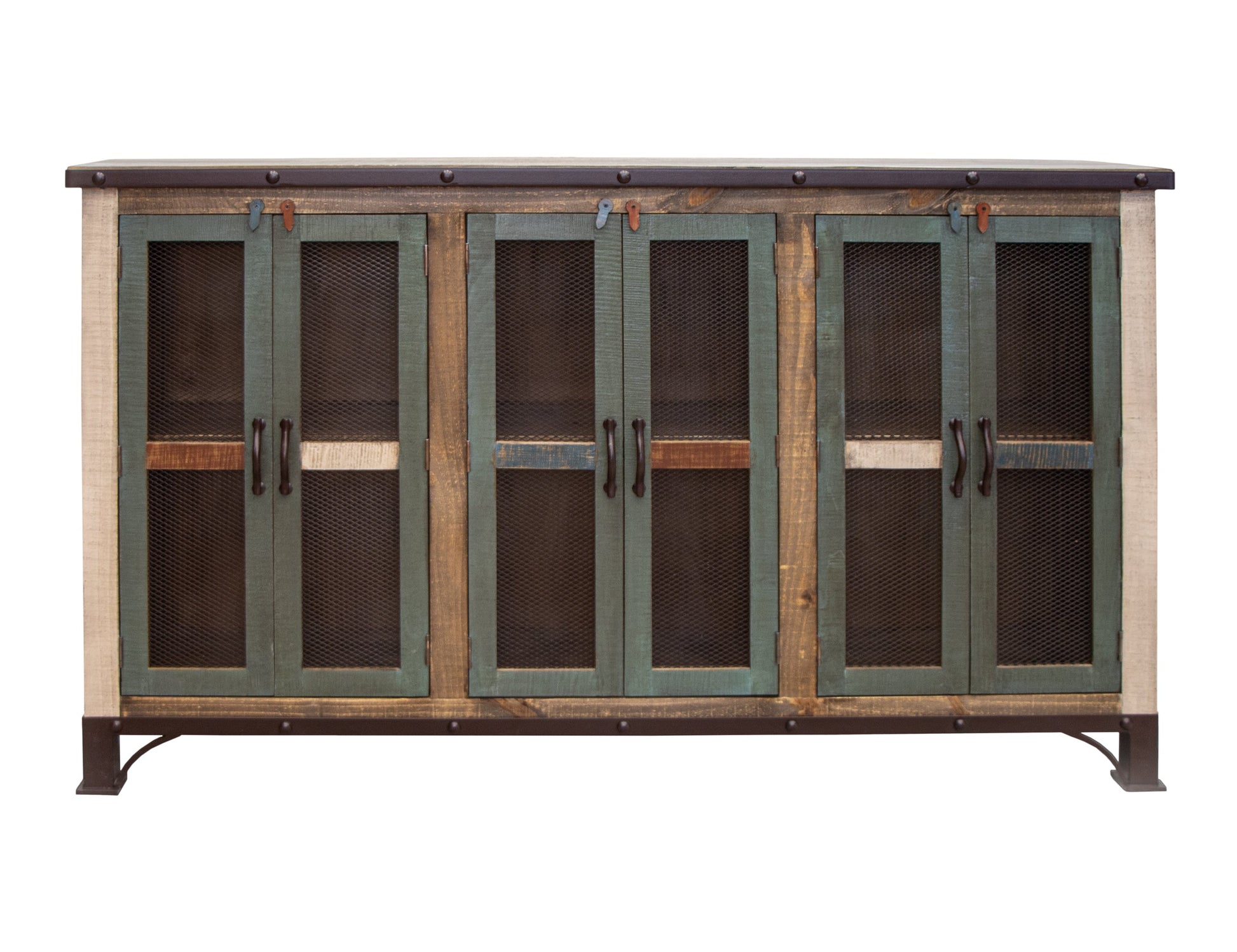 6 Iron Mesh Door 71" Console - Multicolor