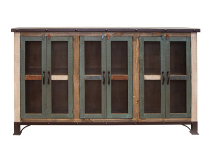 6 Iron Mesh Door 71" Console - Multicolor