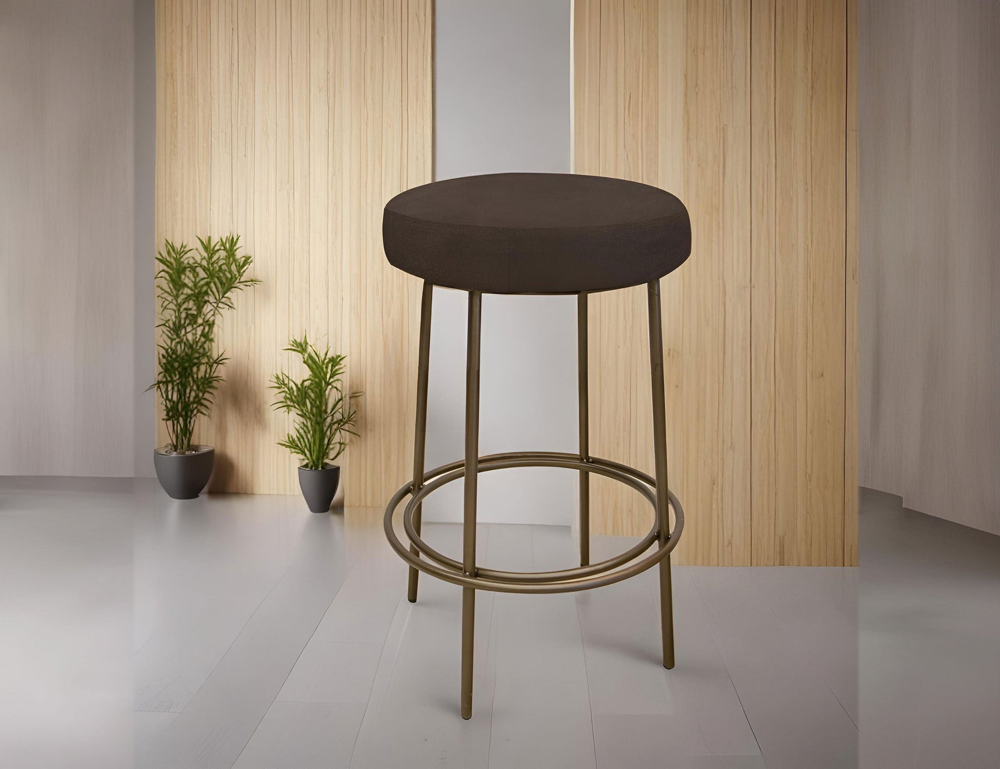 Wooden Frame & Metal Base, 30" Stool - Chocolate Brown