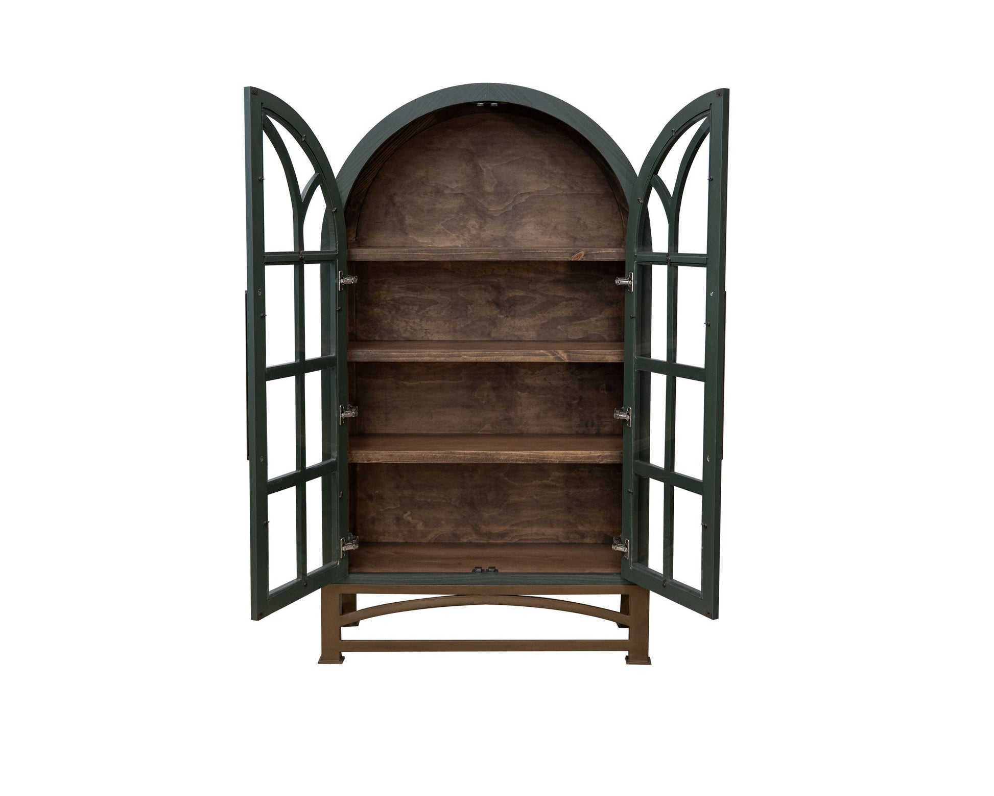 2 Glass Door Cabinet - Forest Green