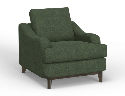 Wooden Frame & Base, Armchair - Olive Green