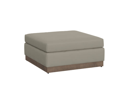 Wooden Frame & Base, Upholstered Square Ottoman - Almond Gray