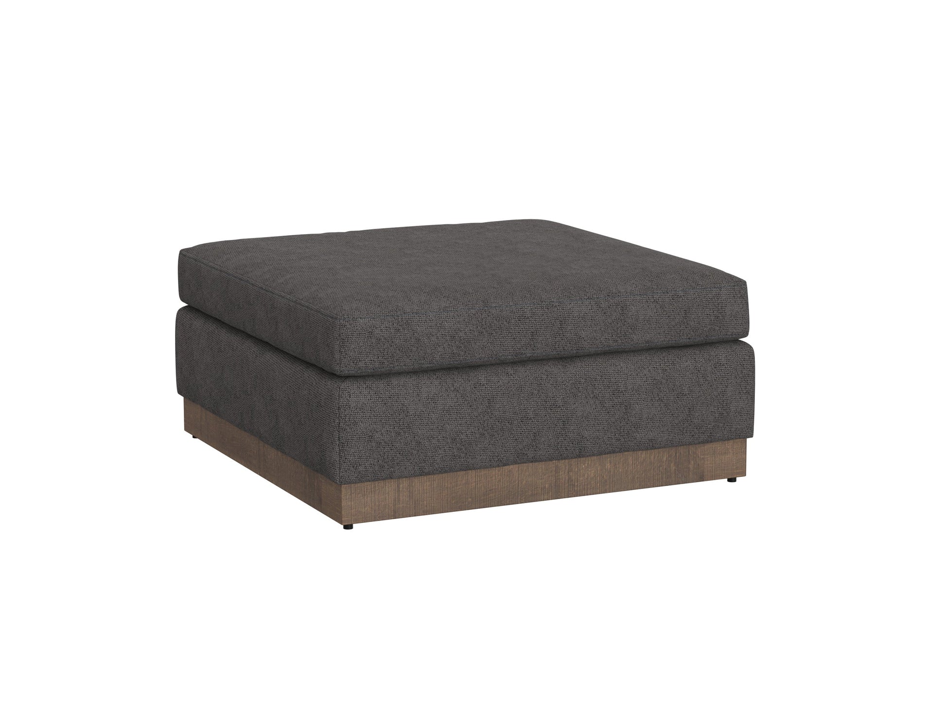 Wooden Frame & Base, Upholstered Square Ottoman - Iron Gray