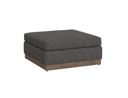 Wooden Frame & Base, Upholstered Square Ottoman - Iron Gray
