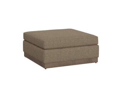 Wooden Frame & Base, Upholstered Square Ottoman - Brown Camel