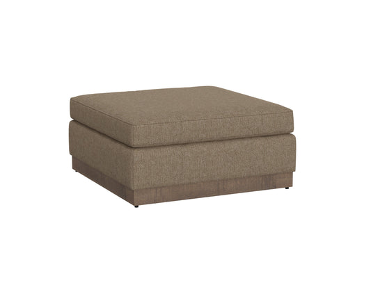 Wooden Frame & Base, Upholstered Square Ottoman - Brown Camel