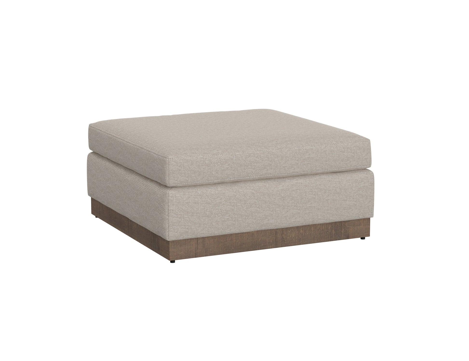 Wooden Frame & Base, Upholstered Square Ottoman - Agreeable Gray