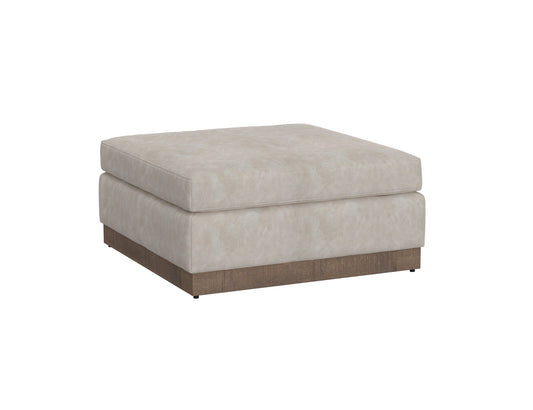 Wooden Frame & Base, Upholstered Square Ottoman - Ivory