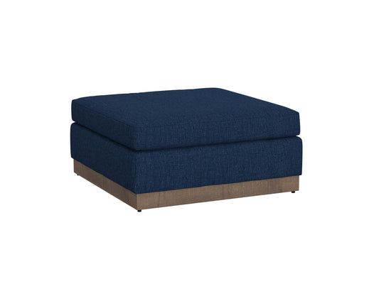 Wooden Frame & Base, Upholstered Square Ottoman - Midnight blue