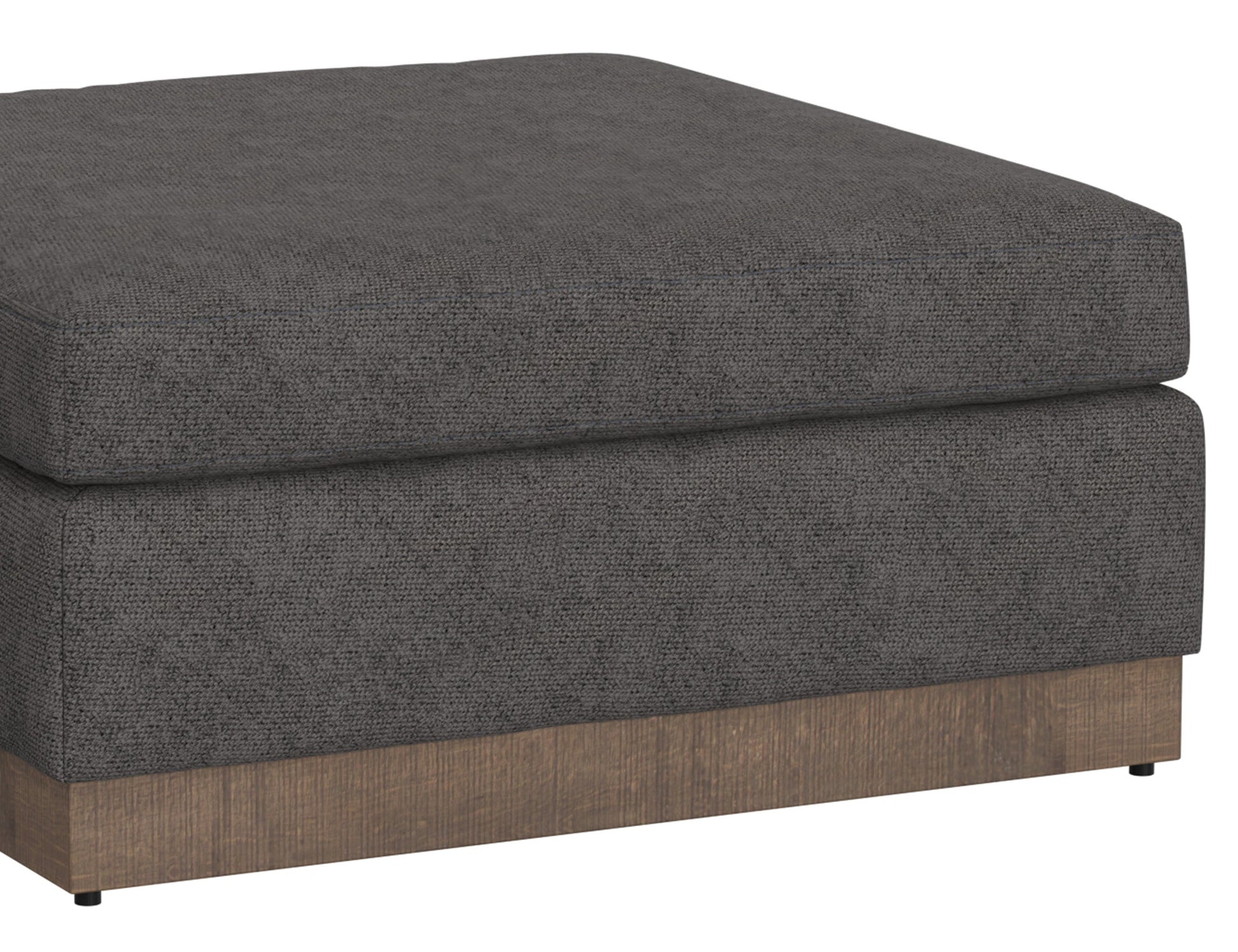 Wooden Frame & Base, Upholstered Square Ottoman - Iron Gray