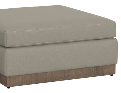 Wooden Frame & Base, Upholstered Square Ottoman - Almond Gray