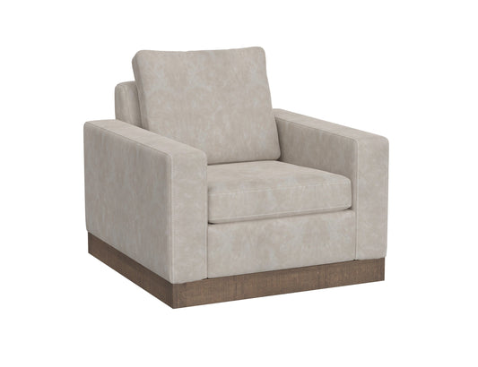 Wooden Frame & Base, Armchair - Ivory