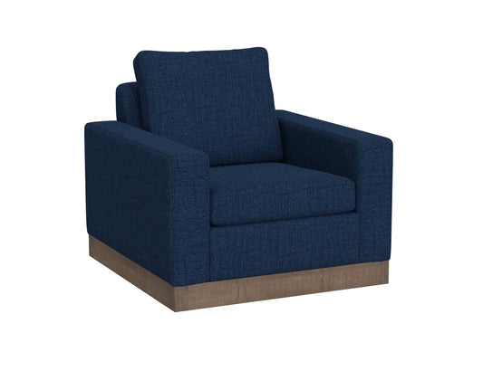 Wooden Frame & Base, Armchair - Midnight blue