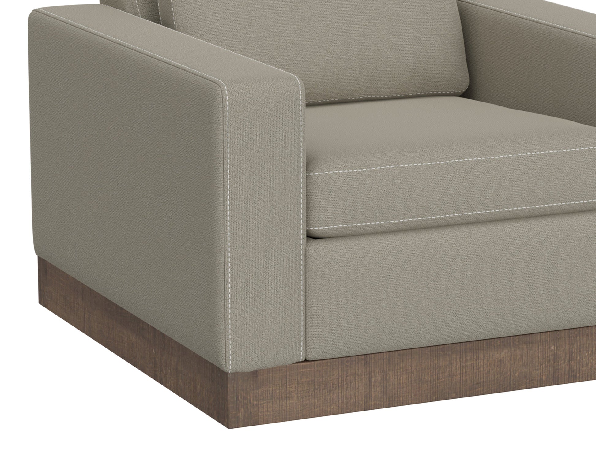 Wooden Frame & Base, Armchair - Almond Gray