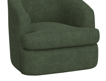Wooden Frame & Metal Base, 360 Degree Swivel Accent Chair - Olive Green