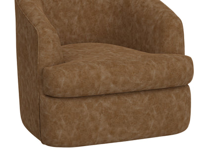 Wooden Frame & Metal Base, 360 Degree Swivel Accent Chair - Caramel Color