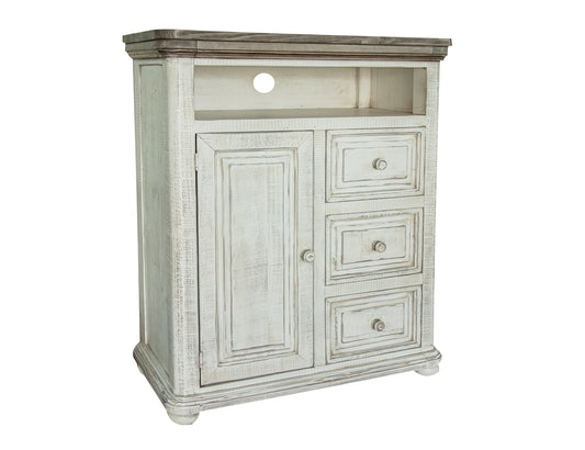 3 Drawer, 1 Door Great Chest for TV - Off-White & Gray
