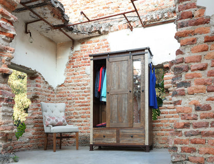 2 Drawer, 1 Sliding Door, 1 Mirror Door Armoire - Multicolor