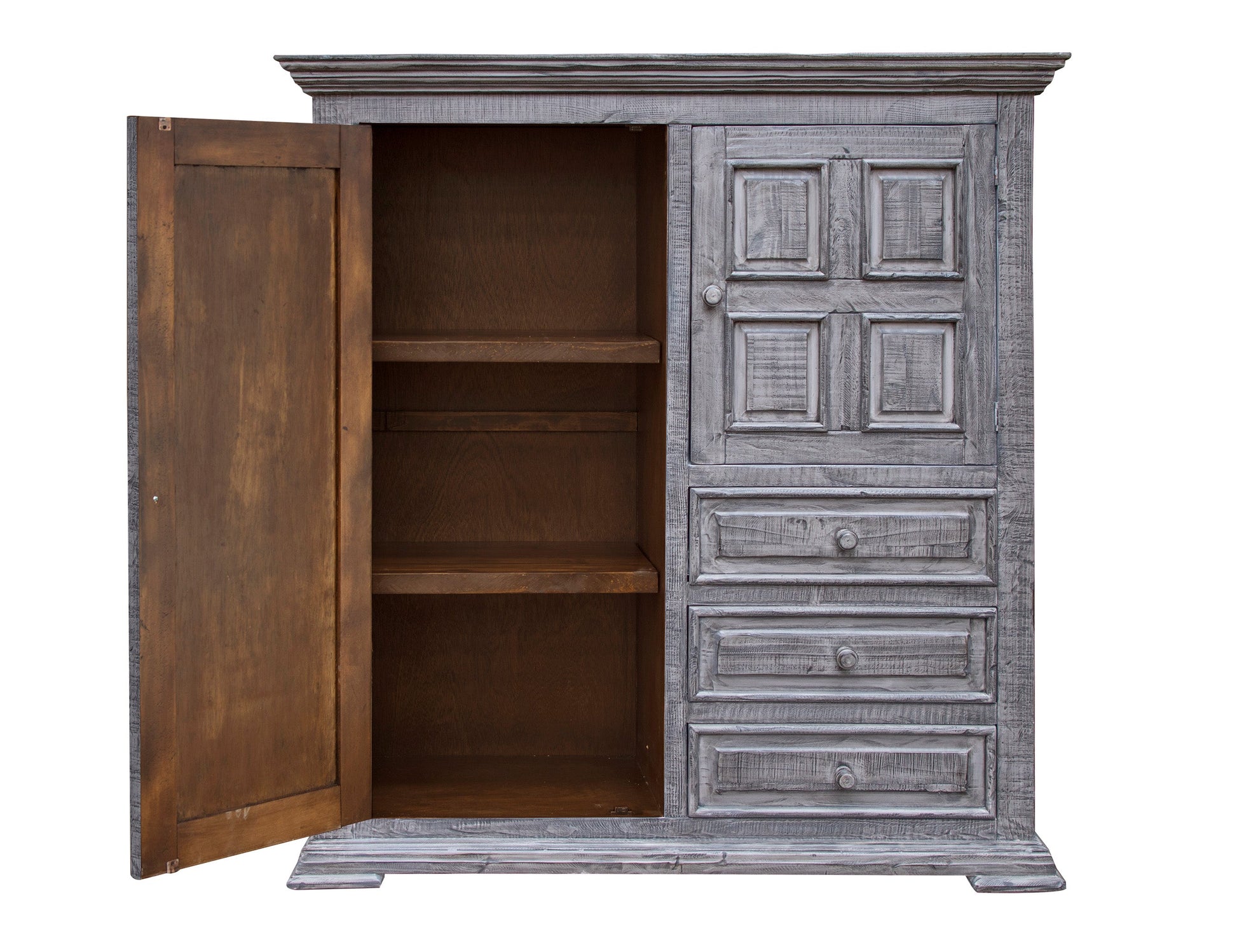 3 Drawer 2 Doors Gentleman's Chest - Distressed Gray