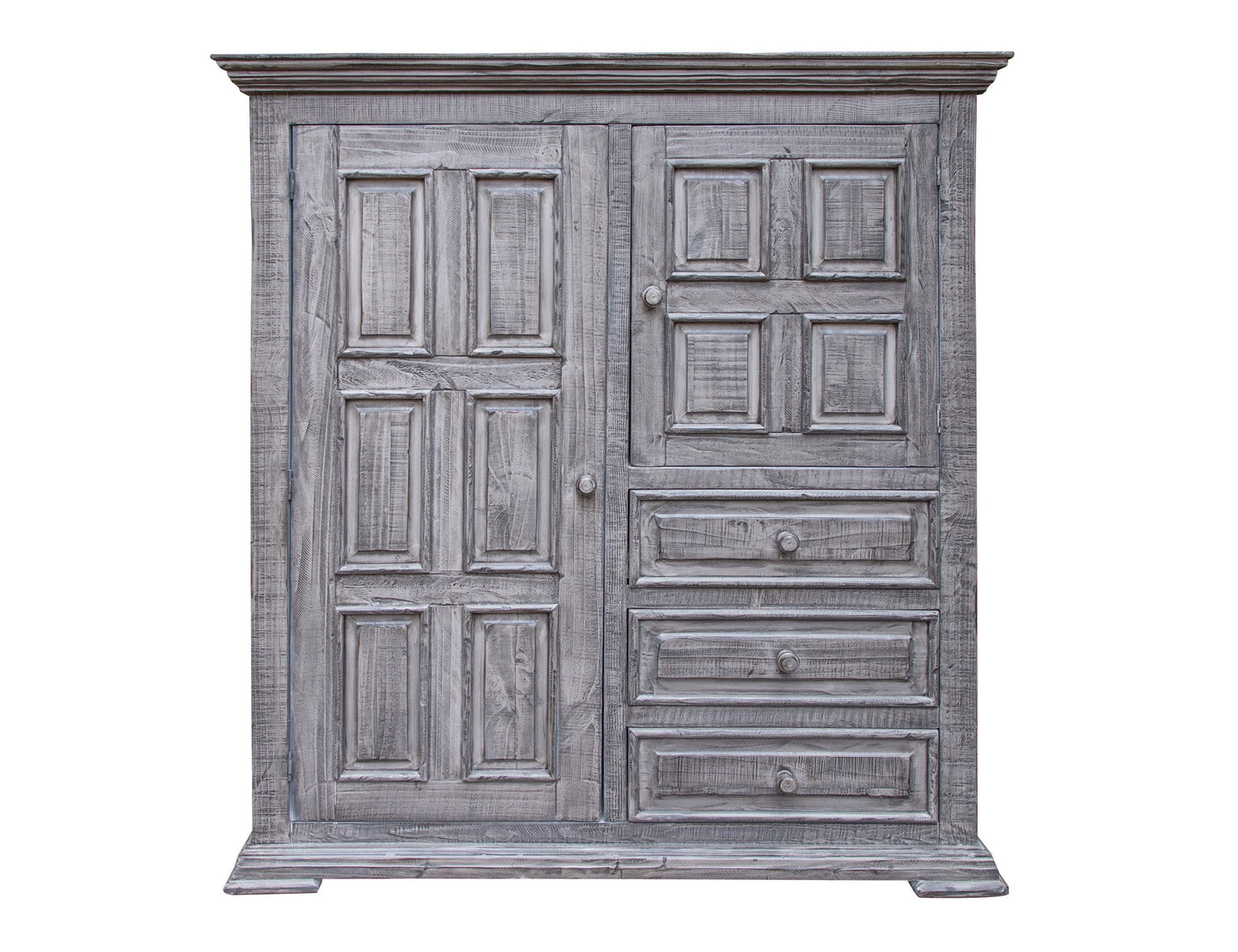 3 Drawer 2 Doors Gentleman's Chest - Distressed Gray