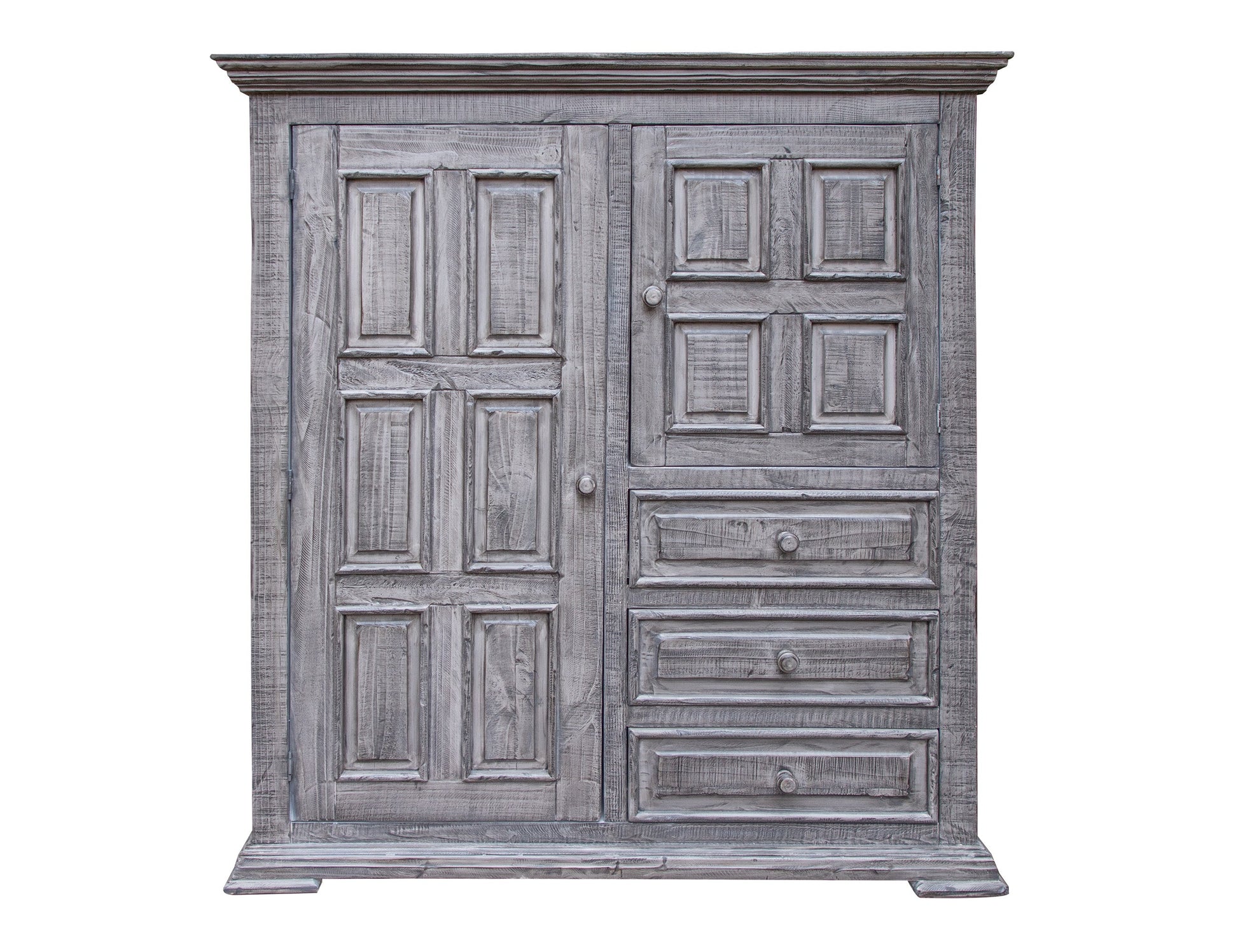 3 Drawer 2 Doors Gentleman's Chest - Distressed Gray
